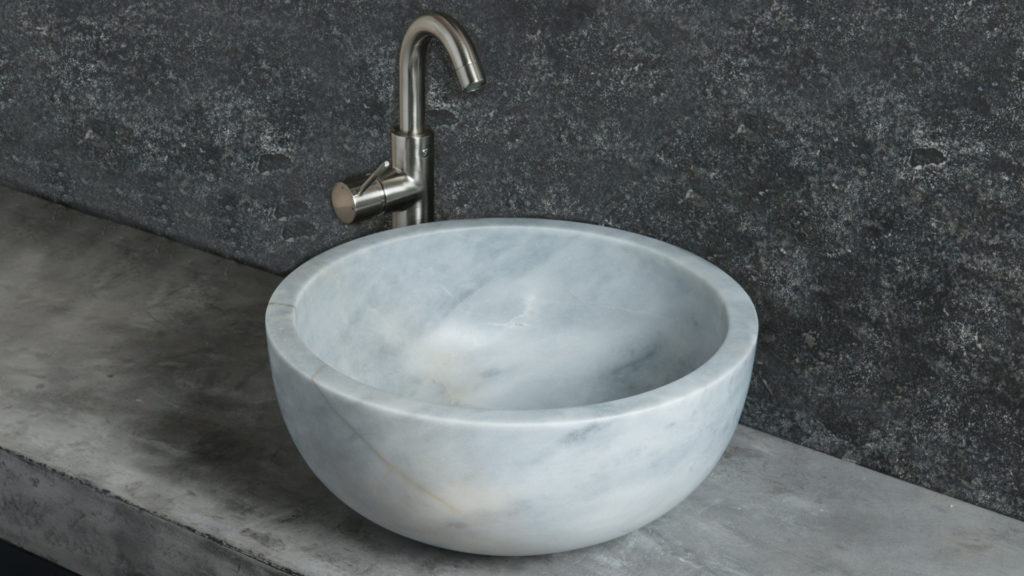 Круглый умывальник из мрамора "Fiano Grey"