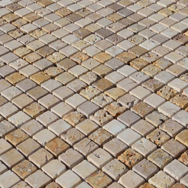 Рустикальная мозаика из травертина "2,5x2,5 Multicolor".