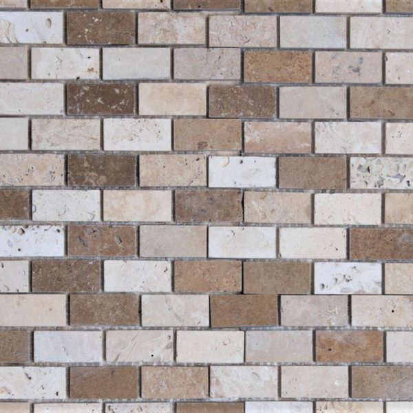 Травертиновая мозаика "2.5x5.0 Tuscany Mix" Полированная.