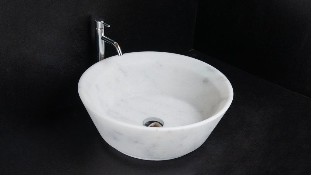 Круглый умывальник из белого мрамора "Simple CT"