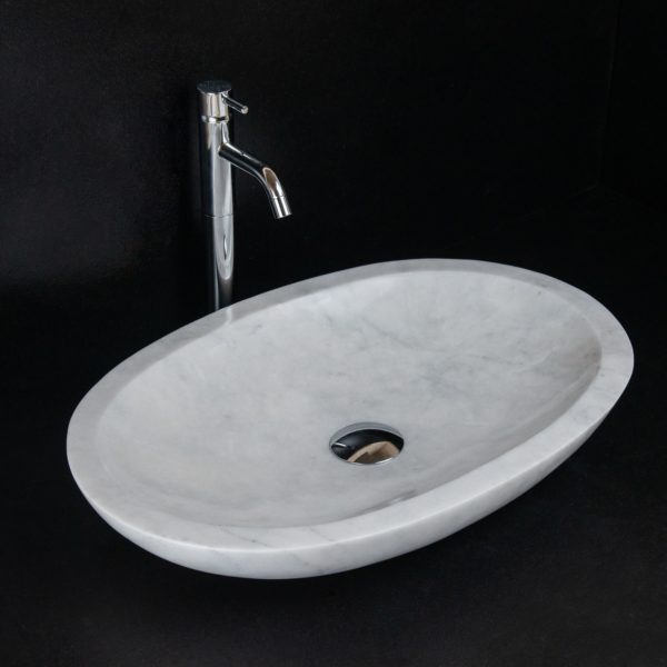 Раковина овальная из травертина "Smooth Carrara T"