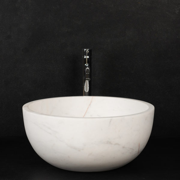 Круглый умывальник из мрамора "Fiano Bianco Alba"